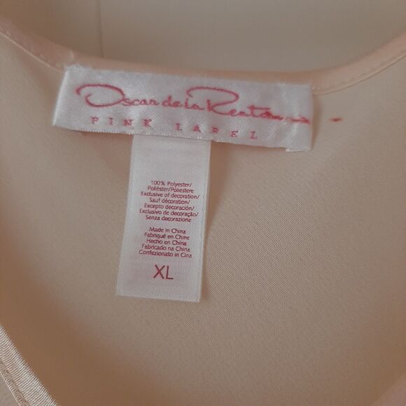 XL Oscar de la Renta Pink Label Y2K Cream Nightgown Slip Lingerie Lace Embroider - Picture 4 of 8